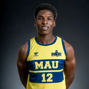 Audley Brown, MAU Men’s Basketball player wearing jersey number 12